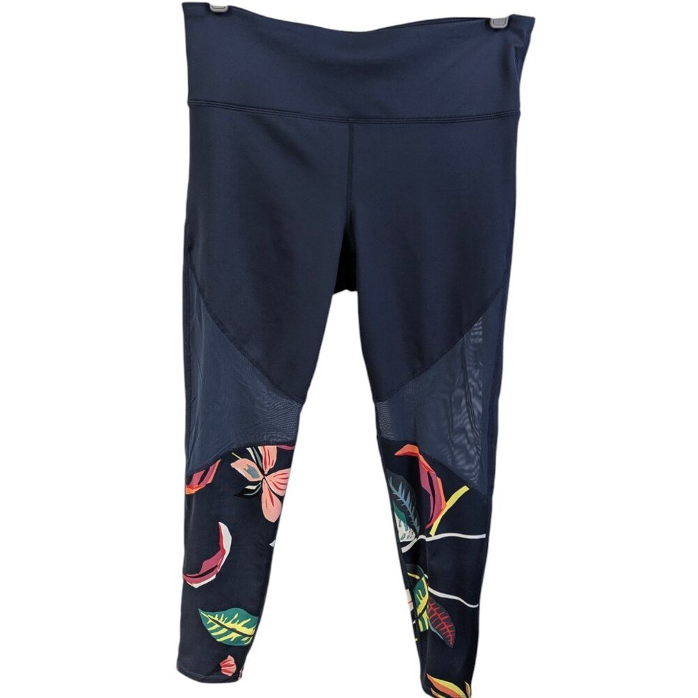 JoyLab Blue Floral Mesh Leaf Yoga Active Leggings Size Large